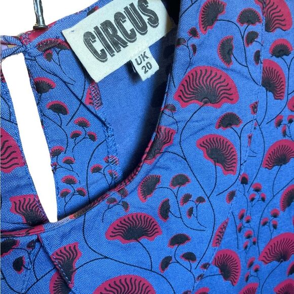 Circus Top Size 16 Modcloth Retro Floral Blue Quirky Funky Art Teacher - Picture 3 of 5